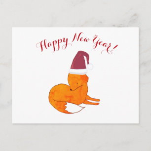 Happy New Year Fox Briefkaart