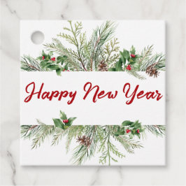 Happy New Year Framed Winter Wheath Greeting Bedankjes Labels
