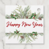 Happy New Year Framed Winter Wheath Greeting Bedankjes Labels (Achterkant)