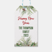 Happy New Year Framed Winter Wheath Greeting Cadeaulabel (Voorkant)