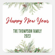 Happy New Year Framed Winter Wheath Greeting