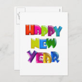 HAPPY NEW YEAR fun 3D-like Greeting Cards Feestdagenkaart (Voorkant / Achterkant)