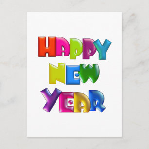 HAPPY NEW YEAR fun 3D-like Greeting Cards Feestdagenkaart