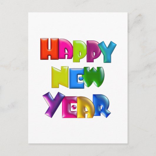 HAPPY NEW YEAR fun 3D-like Greeting Cards Feestdagenkaart (Voorkant)
