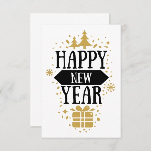 Happy New Year // Fun New Years Blank Kaart (Voorkant / Achterkant)