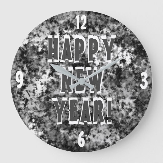 HAPPY NEW YEAR Fun Silver Grote Klok (Voorkant)