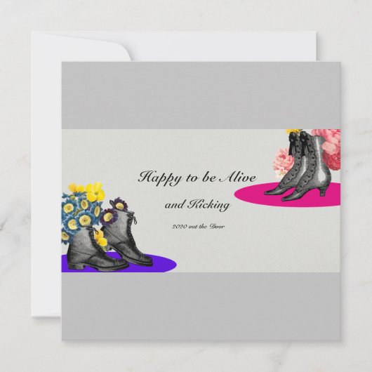 Happy New Year Funny 2021 Cute  Boots Flat Feestdagenkaart (Voorkant)