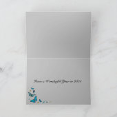 Happy New Year Funny Cute  Boots Folted Feestdagen Kaart (Binnen)