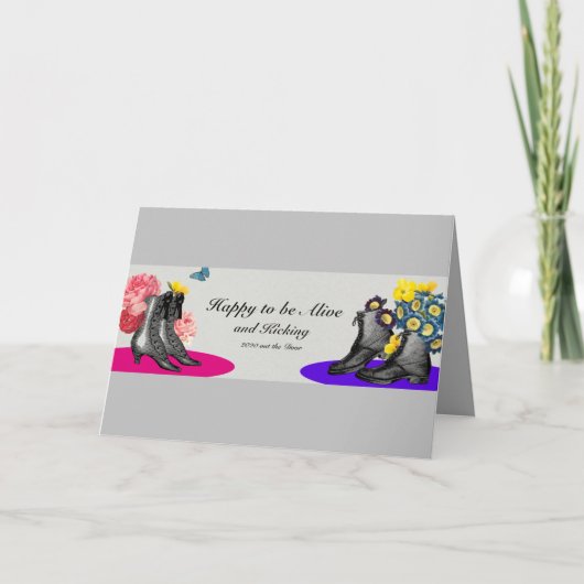 Happy New Year Funny Cute  Boots Folted Feestdagen Kaart (Voorkant)