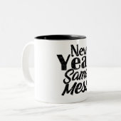 Happy New Year Funny Mug Tweekleurige Koffiemok (Voorkant links)