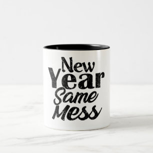 Happy New Year Funny Mug Tweekleurige Koffiemok