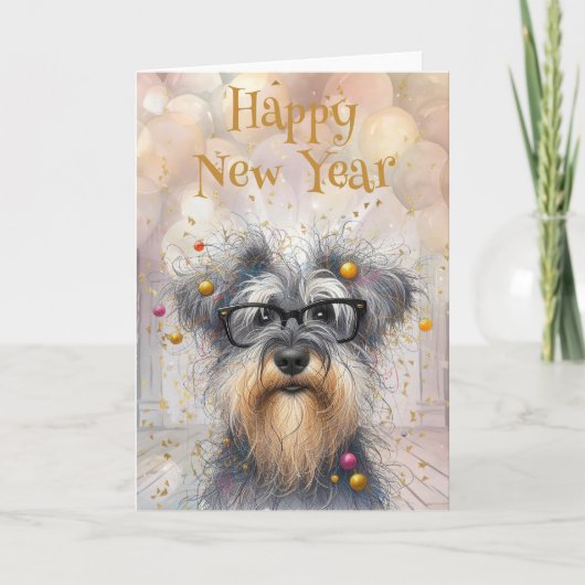 Happy New Year Funny Shaggy Dog Kaart (Voorkant)