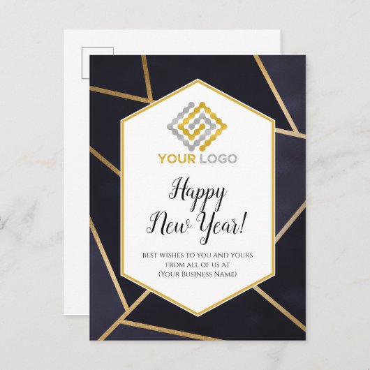 Happy New Year Geometric Logo Business Postcard Briefkaart (Voorkant / Achterkant)