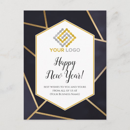 Happy New Year Geometric Logo Business Postcard Briefkaart (Voorkant)