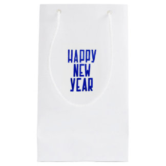 Happy New Year Gift Bag Blue lettering Klein Cadeauzakje