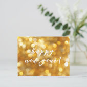 Happy New Year Glamoureuze Gold Sparkles Briefkaart (Staand voorkant)