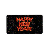 Happy New Year Glassy Red-tekst Etiket (Voorkant)