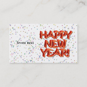 Happy New Year Glassy Red-tekst Visitekaartje