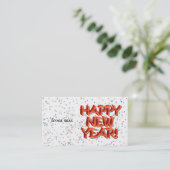 Happy New Year Glassy Red-tekst Visitekaartje (Staand voorkant)