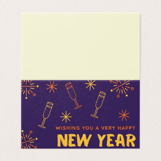 Happy New Year Glitter 25 pk Kaarten (Buitenkant ongevouwen)