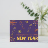 Happy New Year Glitter Briefkaart (Staand voorkant)