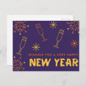 Happy New Year Glitter Briefkaart (Voorkant / Achterkant)