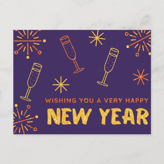 Happy New Year Glitter Briefkaart (Voorkant)