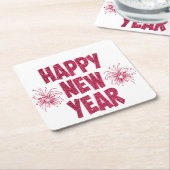 Happy New Year Glitter Kartonnen Onderzetters (Schuin)