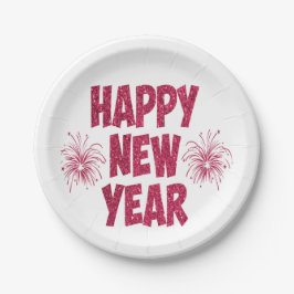 Happy New Year Glitter Papieren Bordje