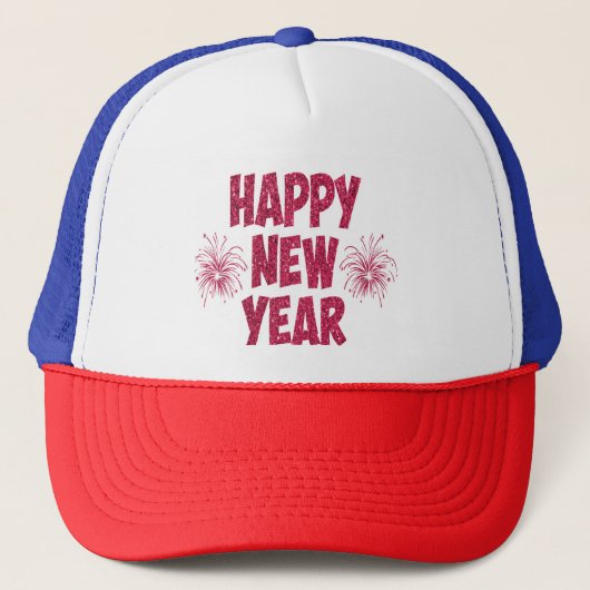 Happy New Year Glitter Trucker Pet (Voorkant)