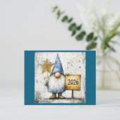 Happy New Year Gnome, 2026, Briefkaart (Staand voorkant)