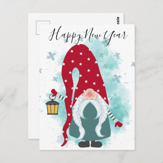Happy New Year Gnome Briefkaart (Voorkant / Achterkant)