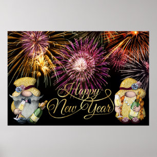 Happy New Year Gnomen Poster