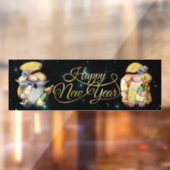 Happy New Year Gnomen Window Cling Raamsticker (Vel 2)