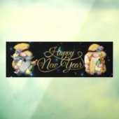 Happy New Year Gnomen Window Cling Raamsticker (Vel 3)