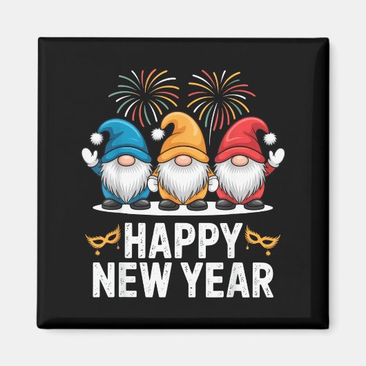 Happy New Year Gnomes For Party Lovers And Festive Magneet (Voorkant)