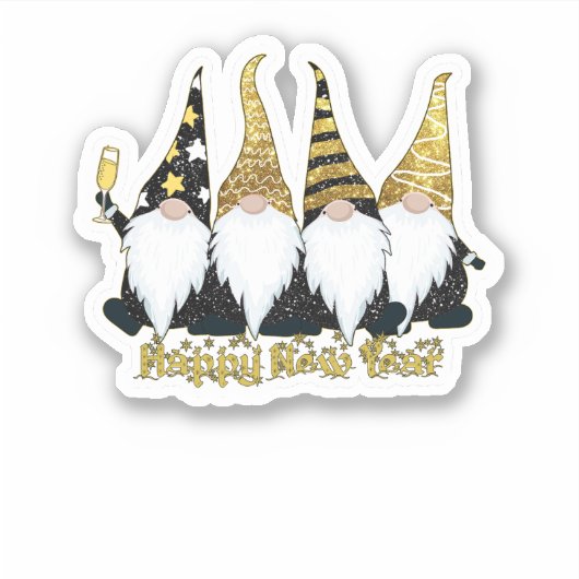 Happy New Year Gnomes Sticker (Voorkant)