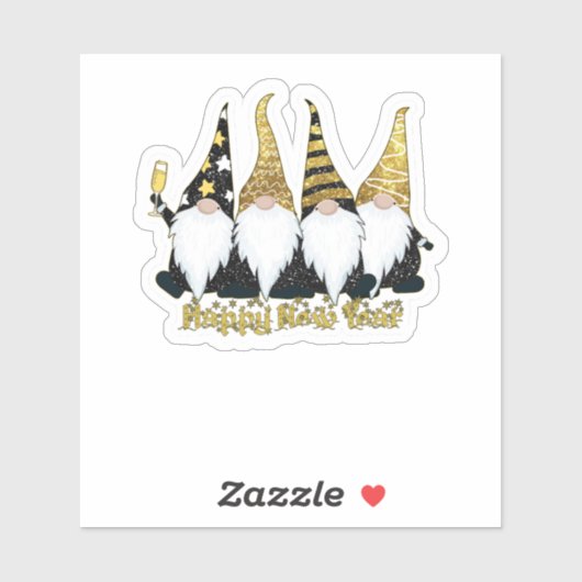 Happy New Year Gnomes Sticker (Vel)