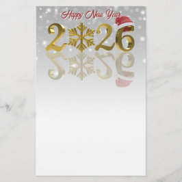 Happy New Year Gold 2026 | Santa Hat and Snowflake Briefpapier