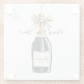 Happy New Year Gold Black Champagne Bottle Glazen Onderzetter (Achterkant)