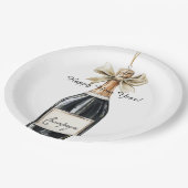 Happy New Year Gold Black Champagne Bottle Papieren Bordje (Gekanteld)