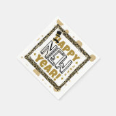 Happy New Year Gold Black leopard Print Servet (Hoek)