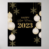 Happy new year gold black poster (Voorkant)