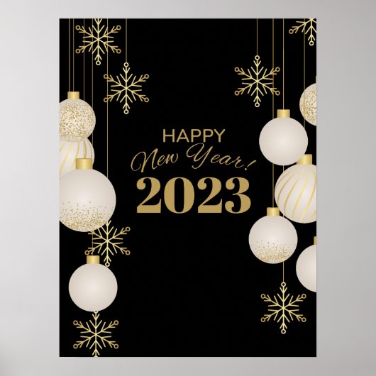Happy new year gold black poster (Voorkant)