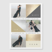 Happy New Year Gold Blocks 3 Fotomagnetische Kaart (Voorkant)