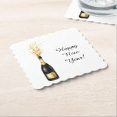 Happy New Year Gold Bottle Kartonnen Onderzetters (Gebogen)