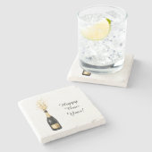 Happy New Year Gold Bottle Stenen Onderzetter (Zijkant)