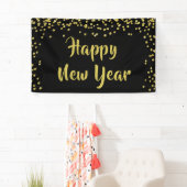 HAPPY NEW YEAR Gold Confetti Brush Script Spandoek (Insitu)