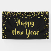 HAPPY NEW YEAR Gold Confetti Brush Script Spandoek (Horizontaal)