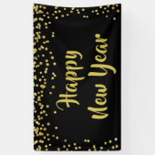 HAPPY NEW YEAR Gold Confetti Brush Script Spandoek (Verticaal)